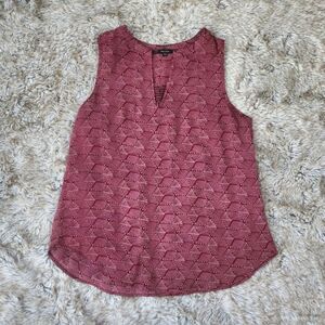 Fun 2‎ Fun Geometric Print V-Neck Tank Top Red Women's